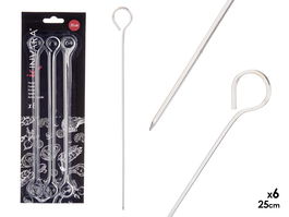 Kinvara Set 6 Pinchos Brocheta Metal 25 cm Plata (Set de 36)