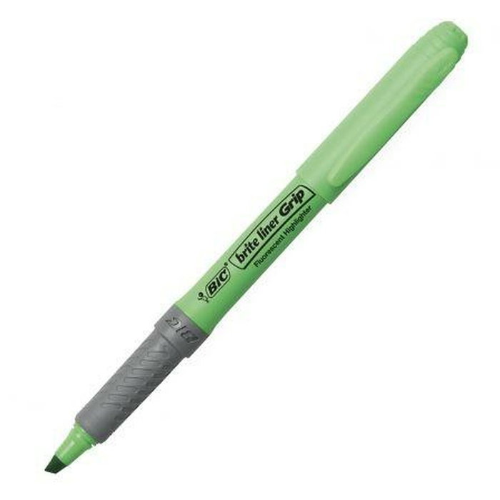 BIC Brite Liner Grip Verde (Set de 12)
