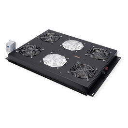 ROLINE 26.21.0108 Unidad de ventilación de techo para rack de 19 pulgadas, 4 ventiladores, Negro
