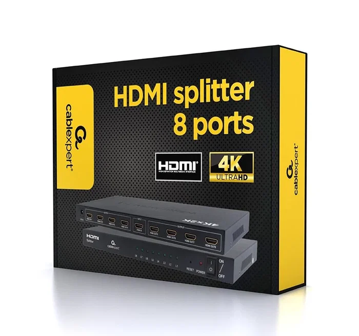 Gembird DSP-8PH4-03 Divisor de Video HDMI 1x8 con Soporte 3D y Full HD