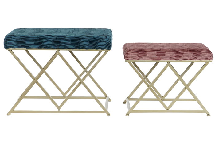 DKD Home Decor Descalzadora Set de 2 42 x 47 x 62 cm Poliester y Metal