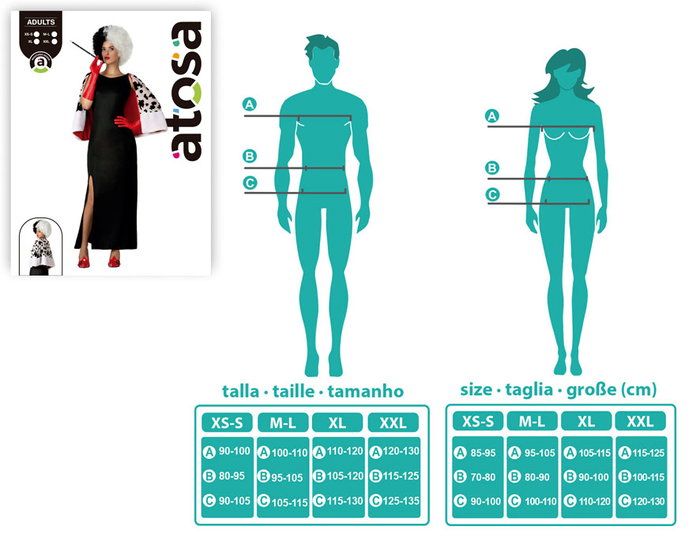 Disfraz Cruella de Vil Mujer Adulto XL Multicolor