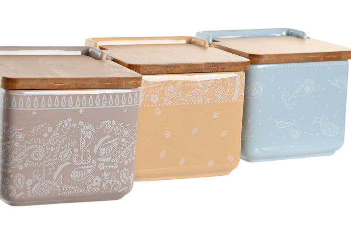 DKD Home Decor Salero Dolomite Bambú Bandana Pastel 750ml DKD Home Decor Salero Dolomite Bambú Bandana Pastel 750ml