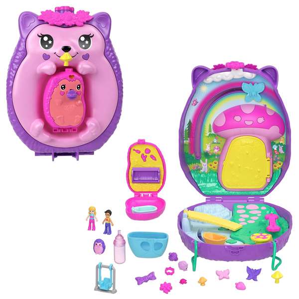 Mattel Polly Pocket Cofre-Bolso Mamá Erizo Y Bebé Jbj91