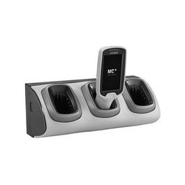 Zebra CRD-MC18-3SLCKH-01 Cuna de Bloqueo de Alta Densidad de 3 Ranuras - Base de Carga para Handheld PDA, Color Negro y Gris