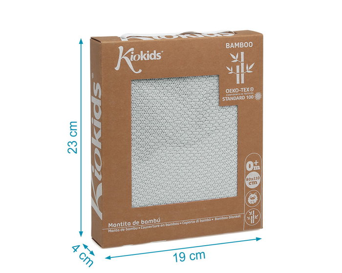 KioKids Mantita de Bambú Gris 80x110cm para Bebé +0 meses Suave Termorreguladora KioKids Mantita de Bambú Gris 80x110cm para Bebé +0 meses Suave Termorreguladora