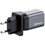 Verbatim GNC-35 Cargador de Pared GaN 35 W con USB-C PD y USB-A QC 3.0, Gris/Negro