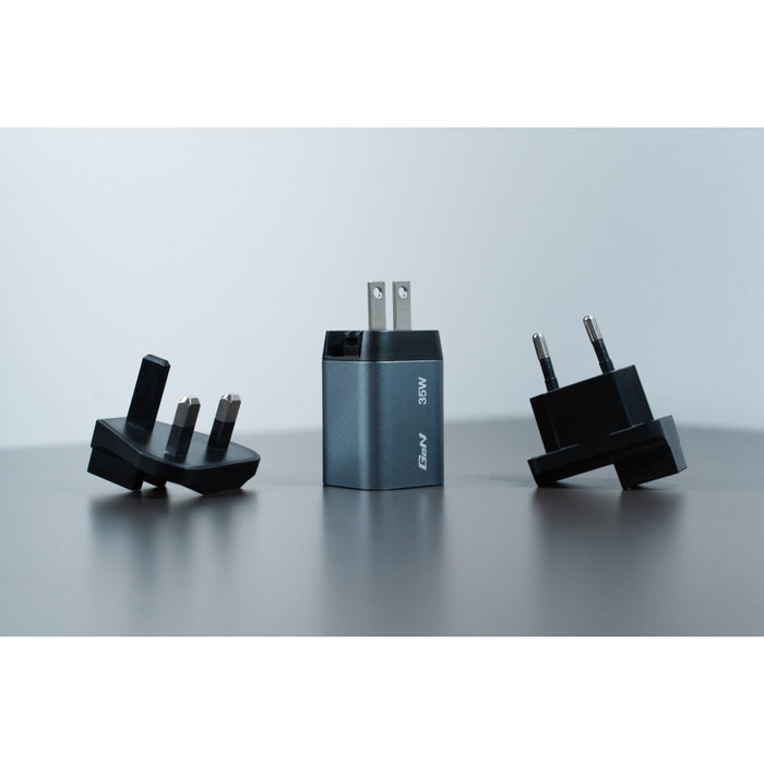 Verbatim GNC-35 Cargador de Pared GaN 35 W con USB-C PD y USB-A QC 3.0, Gris/Negro