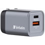 Verbatim GNC-35 Cargador de Pared GaN 35 W con USB-C PD y USB-A QC 3.0, Gris/Negro