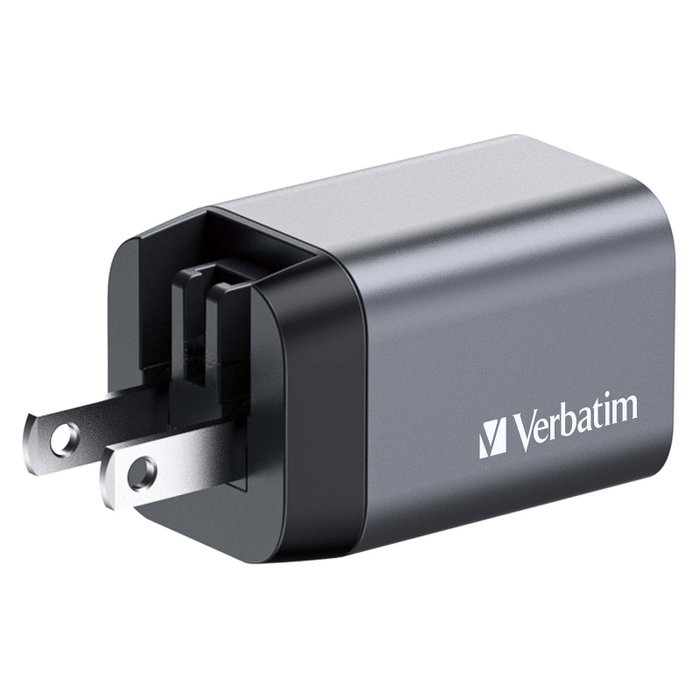 Verbatim GNC-35 Cargador de Pared GaN 35 W con USB-C PD y USB-A QC 3.0, Gris/Negro