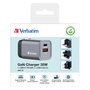 Verbatim GNC-35 Cargador de Pared GaN 35 W con USB-C PD y USB-A QC 3.0, Gris/Negro