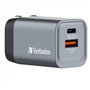 Verbatim GNC-35 Cargador de Pared GaN 35 W con USB-C PD y USB-A QC 3.0, Gris/Negro