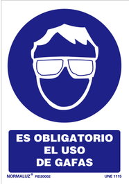NORMALUZ Señal Luminiscente 'Obligatorio Uso Gafas' 21x30 cm