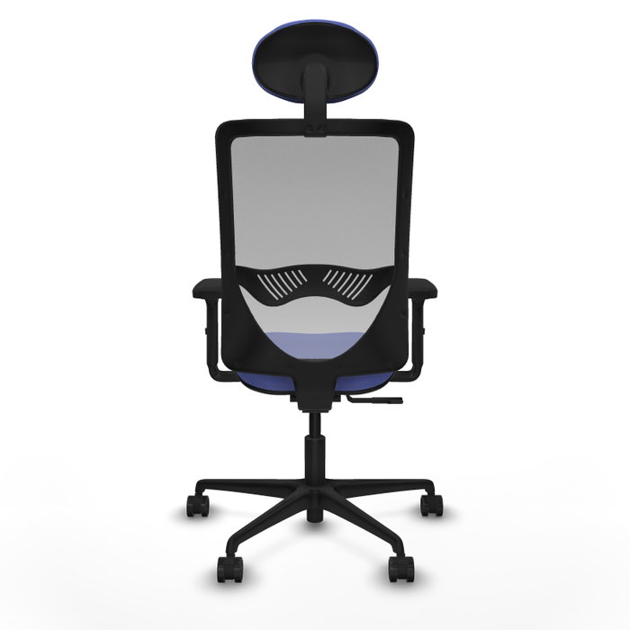Silla de oficina Zulema con mecanismo Sincro tapizada con Tela color Azul claro y malla color Gris. Equipada con lumbar 1D, Brazos 2D, Cabecero Fijo y Ruedas 65mm nailon Silla de oficina Zulema con mecanismo Sincro tapizada con Tela color Azul claro y malla color Gris. Equipada con lumbar 1D, Brazos 2D, Cabecero Fijo y Ruedas 65mm nailon