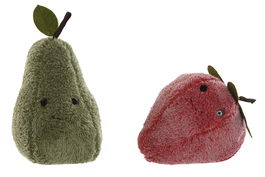 DKD Home Decor Sujetapuertas Tropical Verde Rojo Poliester Fresa Pera Fruta 12 x 23 x 12 cm (2 Unidades)