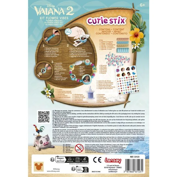 Lansay Cutie Stix Kit Flower Vibes Vaiana 2, para edades de 6 años