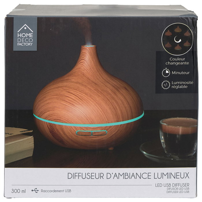 Home Deco Factory Difusor LED Efecto Madera USB 300ml Colección Natural Home Deco Factory Difusor LED Efecto Madera USB 300ml Colección Natural