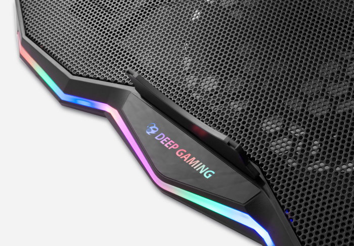 Deep Gaming Soporte Base Refrigeración Portátil RBW-17 con Ventilador 175mm, LED Rainbow, 7 Posiciones, Hub USB, Compatible hasta 17.3 Pulgadas Deep Gaming Soporte Base Refrigeración Portátil RBW-17 con Ventilador 175mm, LED Rainbow, 7 Posiciones, Hub USB, Compatible hasta 17.3 Pulgadas