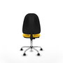 Silla de oficina Algarra con mecanismo Contacto permanente básico tapizada con Similpiel color Amarillo. Equipada con Base cromada, Sin brazos y Ruedas autofrenantes