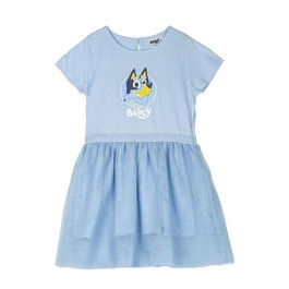 Vestido Single Jersey Fantasia Bluey Azul Claro