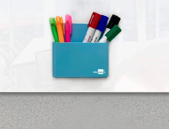 Liderpapel Cubilete Portalápices Azul Claro Opaco Magnético