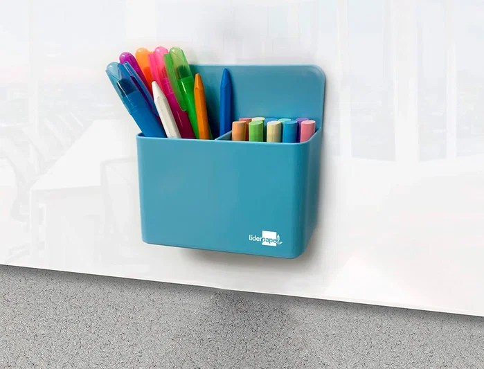 Liderpapel Cubilete Portalápices Azul Claro Opaco Magnético
