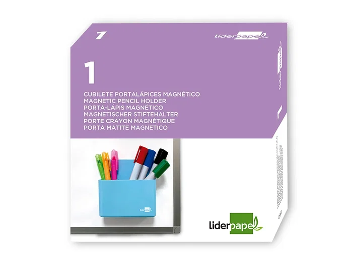 Liderpapel Cubilete Portalápices Azul Claro Opaco Magnético