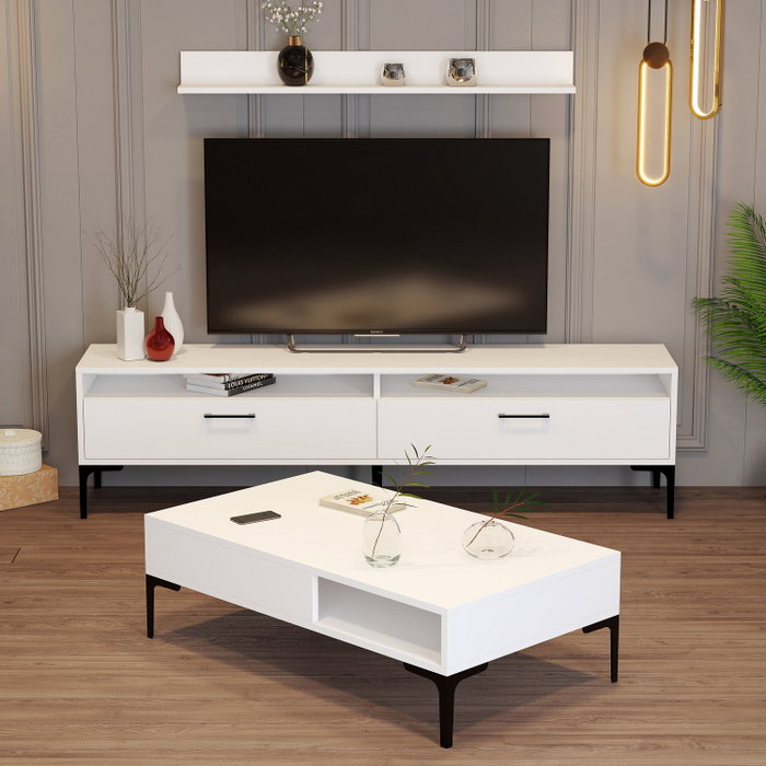 Hanah Home Conjunto Muebles Salón Istanbul Blanco Elegancia Moderna