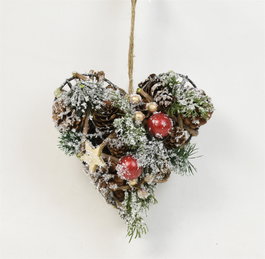 DKD Home Decor Decoración Colgante Piñas Corazón Nevado