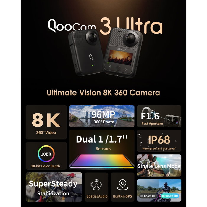 Kandao QooCam 3 Ultra Cámara de Acción 360° Kandao QooCam 3 Ultra Cámara de Acción 360°