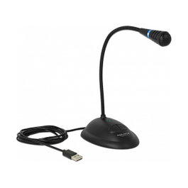 DeLOCK 65871 Micrófono USB con cuello de cisne y base de soporte