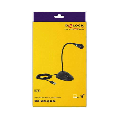 DeLOCK 65871 Micrófono USB con cuello de cisne y base de soporte