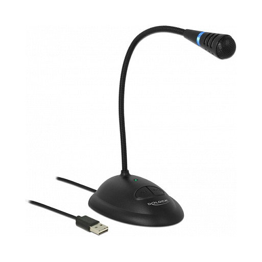 DeLOCK 65871 Micrófono USB con cuello de cisne y base de soporte