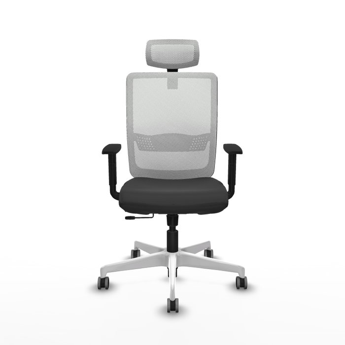PIQUERAS Y CRESPO Silla de oficina Haches con mecanismo Sincro/Traslack, Gris oscuro y Blanco