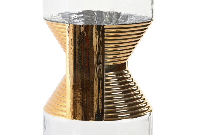 DKD Home Decor Jarrón de Cristal Transparente y Dorado 13x13x27 cm DKD Home Decor Jarrón de Cristal Transparente y Dorado 13x13x27 cm
