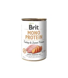 Brit Mono Protein Turkey & Sweet Potato Pienso para Perros Adultos con Pavo y Batata, 6 Latas x 400 gr