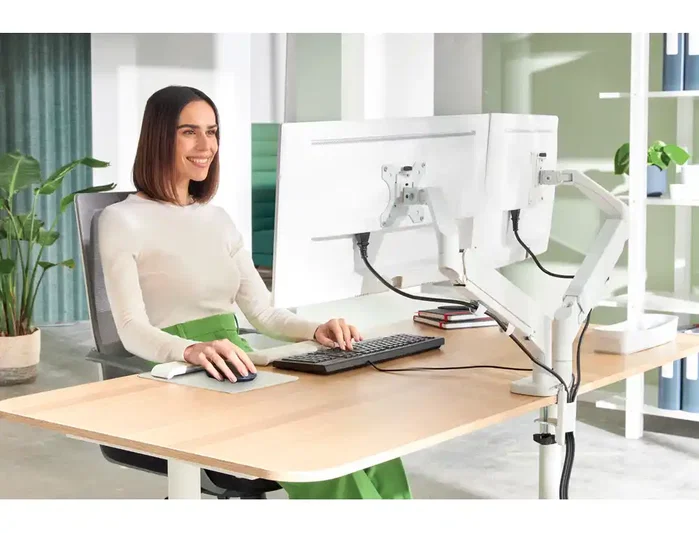 Leitz Brazo para monitor dual Ergo Space Saving gris