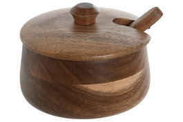 DKD Home Decor Azucarero de Acacia Natural 9,5x9,5x7,5 cm