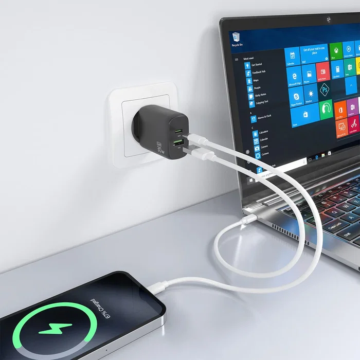 Aisens Cargador GaN 30W con USB-C PD 3.0 y USB-A QC 3.0, Negro A110-0924