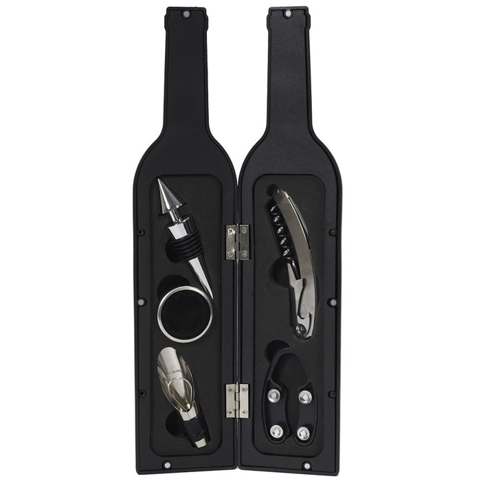 The Concept Factory Estuche Botella Emotion 5 Piezas Vino Sacacorchos Tapón Vertedor Collarín Antigoteo Descapsulador