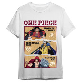 Superplay Camiseta One Piece Luffy/Trafalgar/Eustass Blanco Talla XL