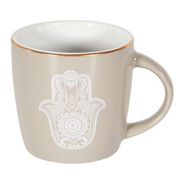 Home Deco Factory Mug 330 Ml Mano Fátima Ilustración Beige Blanco Dorado