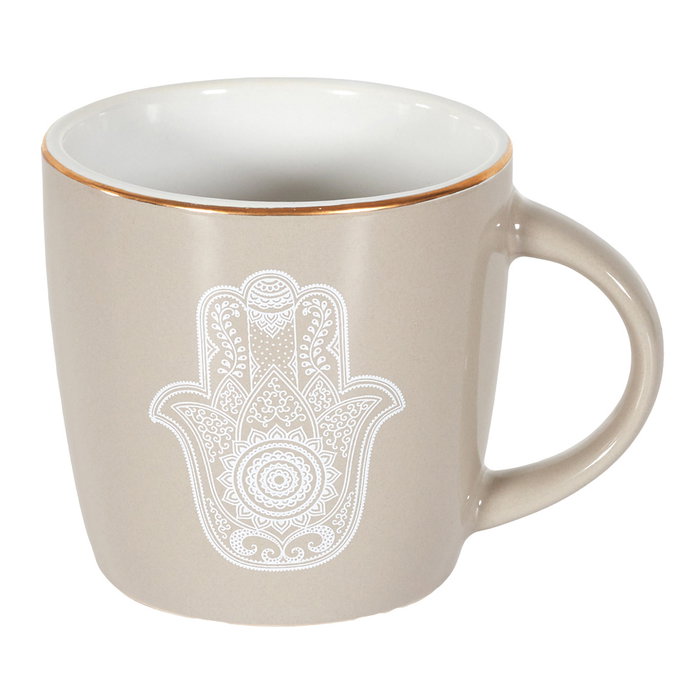 Home Deco Factory Mug 330 Ml Mano Fátima Ilustración Beige Blanco Dorado Home Deco Factory Mug 330 Ml Mano Fátima Ilustración Beige Blanco Dorado