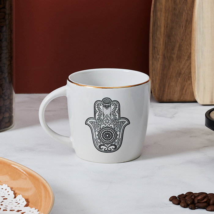 Home Deco Factory Mug 330 Ml Mano Fátima Ilustración Beige Blanco Dorado Home Deco Factory Mug 330 Ml Mano Fátima Ilustración Beige Blanco Dorado