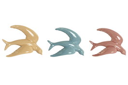DKD Home Decor Decoración de Pared de Porcelana Golondrina Surtida