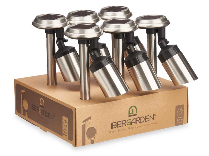 Ibergarden Baliza Solar Acero Articulada Negra 15 cm x 29 cm x 10 cm (Set de 12)