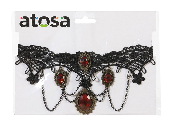 Atosa Collar de Halloween con colgante decorativo en negro y plata