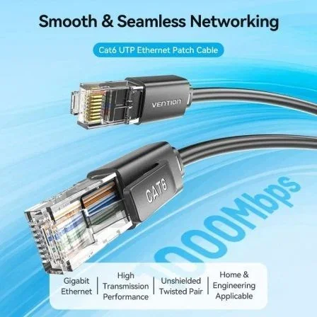 Vention Cable de red RJ45 UTP Cat.6 1m Negro