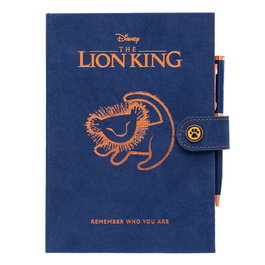 ERIK Cuaderno A5 Premium Tapa Dura El Rey Leon Disney con Boligrafo, 96 Hojas Cuadricula, Cinta Marcapaginas y Bolsillo Interior