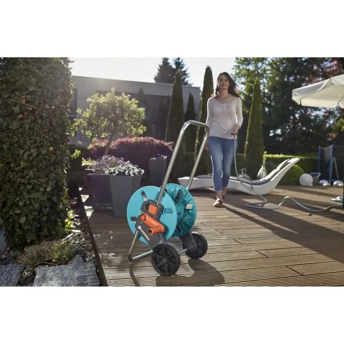 Gardena Aquaroll S Enrollador de Manguera, 40m ø13mm / 30m ø15mm, Conector Antigoteo, Resistente Heladas